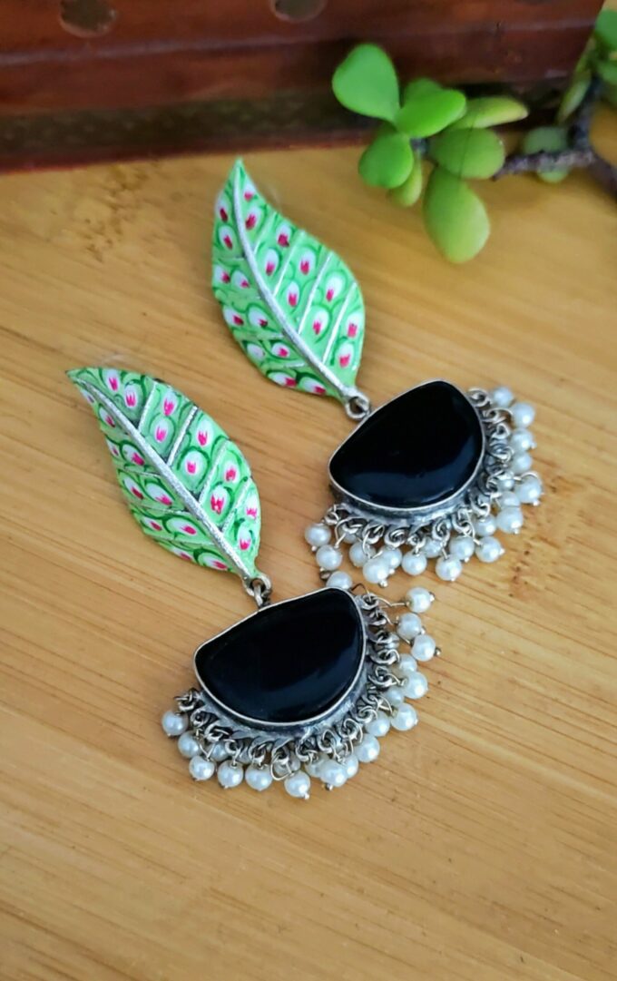 Hand Painted Leaf Earrings
